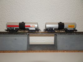 2x Liliput SBB Kesselwagen Shell Esso H0 DC