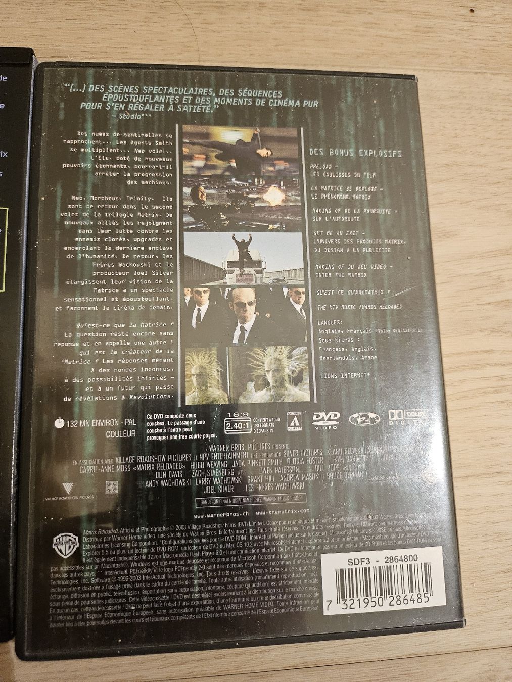 Tutti i DVDs: DVD Matrix + Matrix Reloaded - Double DVD – Usato da La Joux FR venduto da car_ck96 2