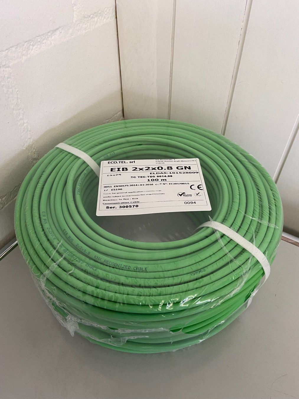 Kabel: 100m Hager Bus Kabel EIB 2x2x0.8  grün – Neu und originalverpackt aus Zwingen von boehm-kabel