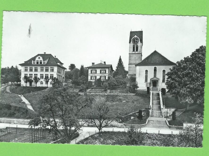 Cartoline postali: Hinwil, Kirche mit Schulhaus – Usato da Zürich venduto da t24_de