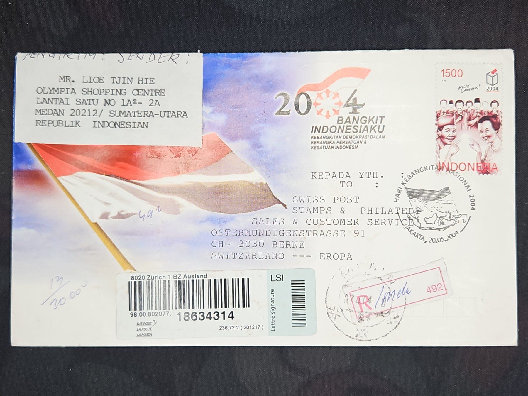 Tutti i francobolli: CL25 Enveloppe + Timbre Indonésie 2004 – Usato da Cousset venduto da Patrick_Collections