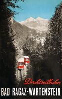Original Plakat Bad Ragaz-Wartenstein	Drahtseilbahn 1940