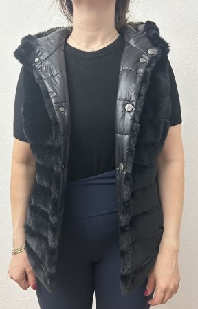 Hollies Gilet mit Kapuze Kunstpelz schwarz Grösse M