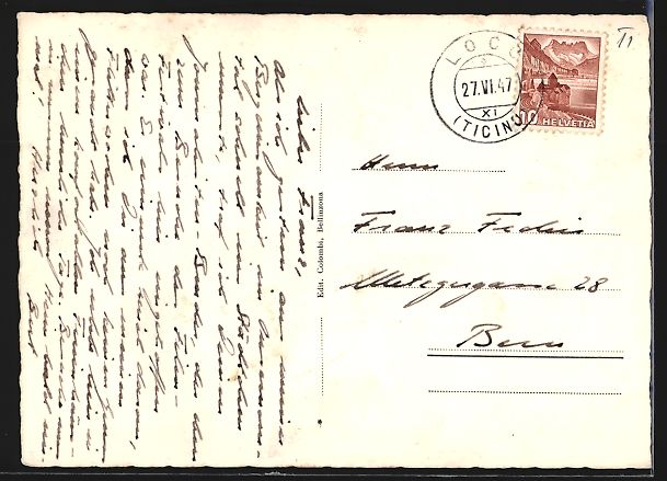 Cartoline postali: AK Locarno, Piazza Grande, 1947 – Usato da Berlin venduto da bartko-reher 1