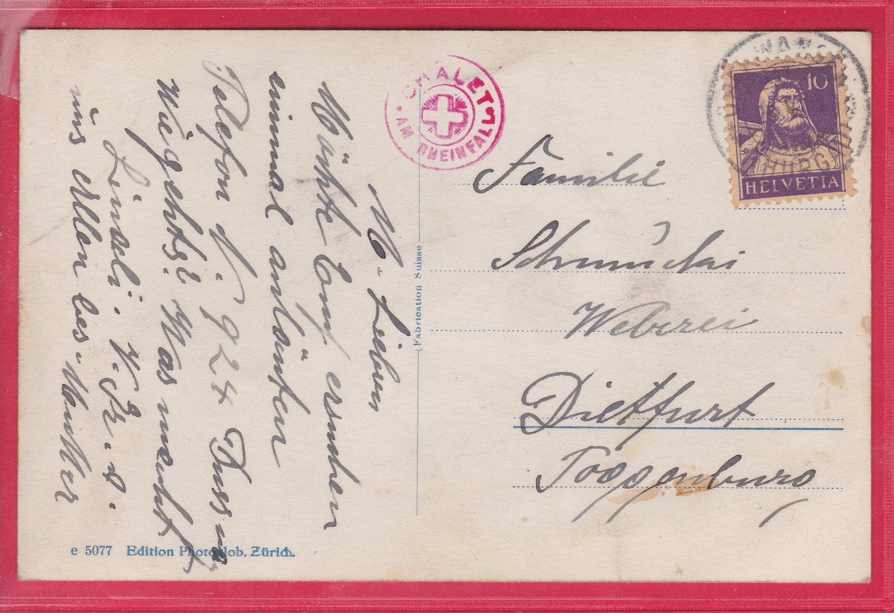 Cartoline postali: RHEINFALL UND DIE ALPEN, – Usato da Oberrieden venduto da Gebirgsstelze 1
