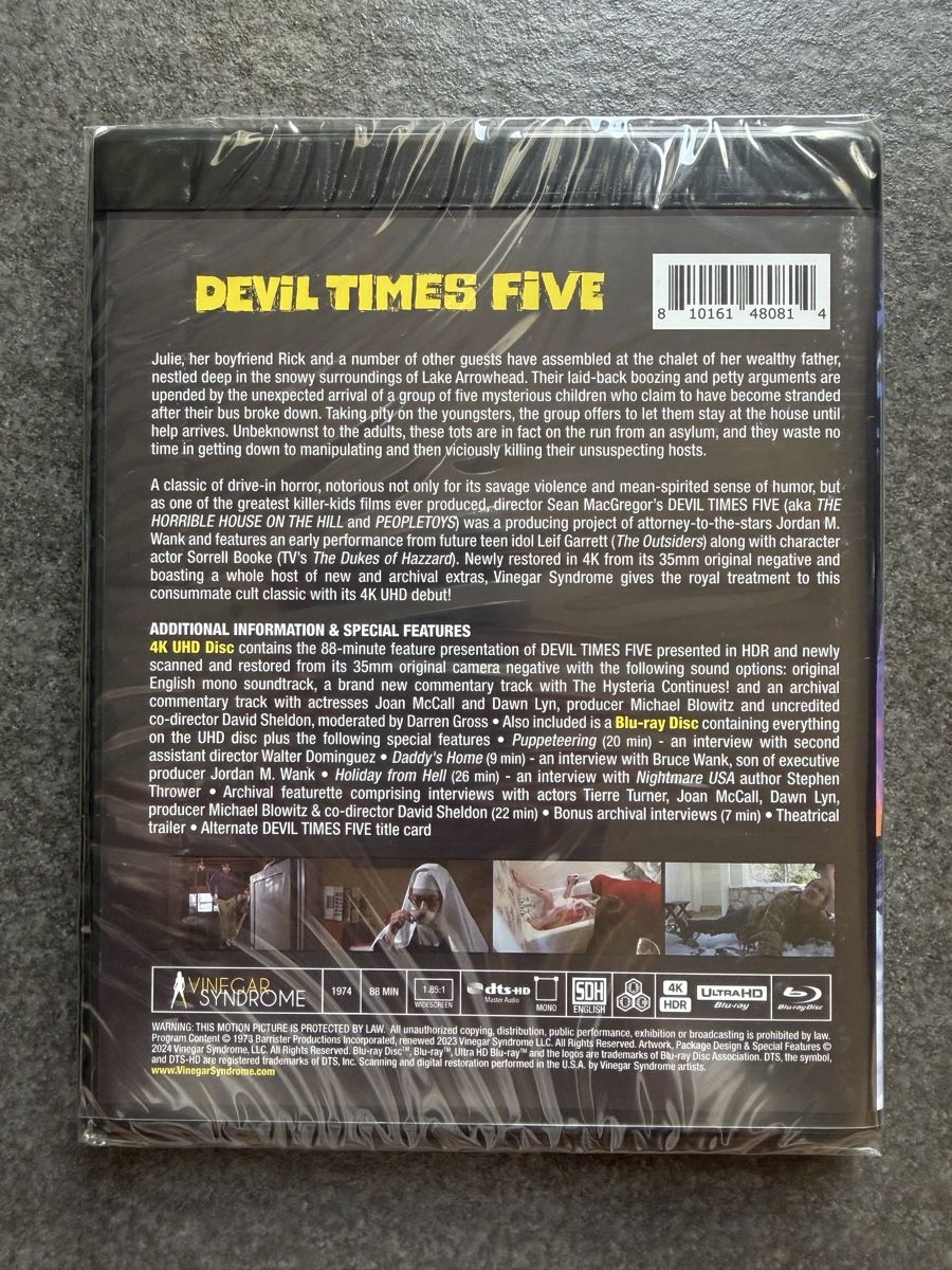 Tutti i DVDs: Devil Times Five 4K UHD Blu-Ray Vinegar Syndrome – Nuovo (secondo la descrizione) da Zürich venduto da cENS0R 3