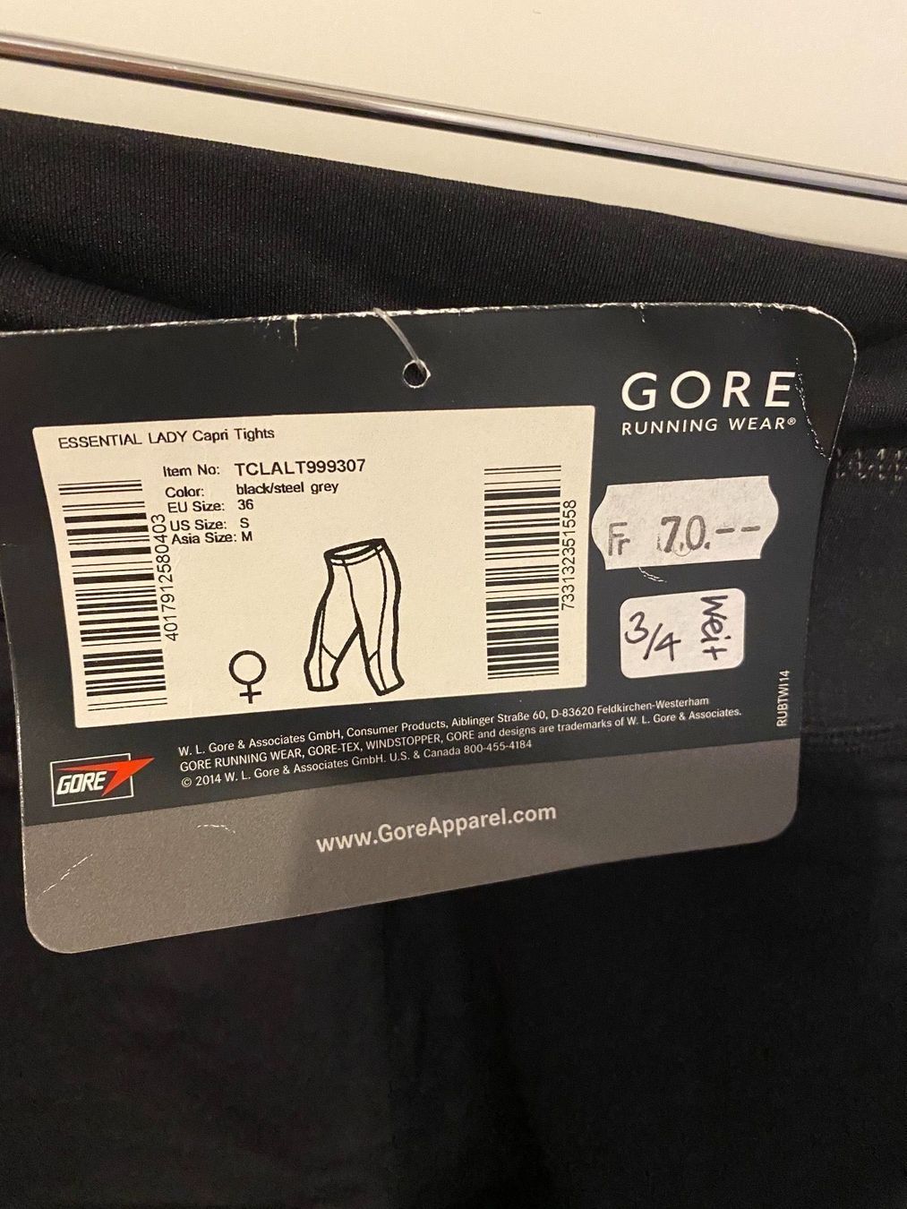 Leggings: GORE ESSENTIAL Capri Tights Damen, 36 – Nuovo e nell'imballaggio originale da Luzern venduto da falena01 5