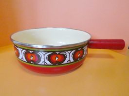 Fondue Schale Topf in Rot mit Blumen