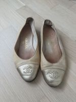 Chanel Ballerinas in Leder Gold/Creme Gr. 34,5 Vintage
