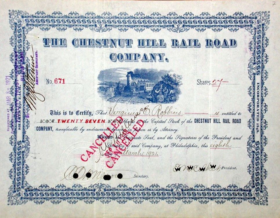Chestnut Hill Railroad Company, Philadelphia - 1923 (Gebraucht) in ...