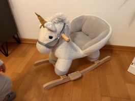 Schaukelpferd Einhorn Plüsch mit Sitz gut erhalten