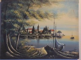 idyllisches Gemälde Öl auf Leinwand 54cm x42cm signiert