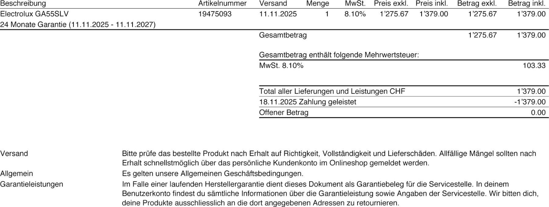 Electrolux Lavastoviglie: Electrolux GA55SLV Geschirrspühler – Usato da zürich venduto da eduko 1