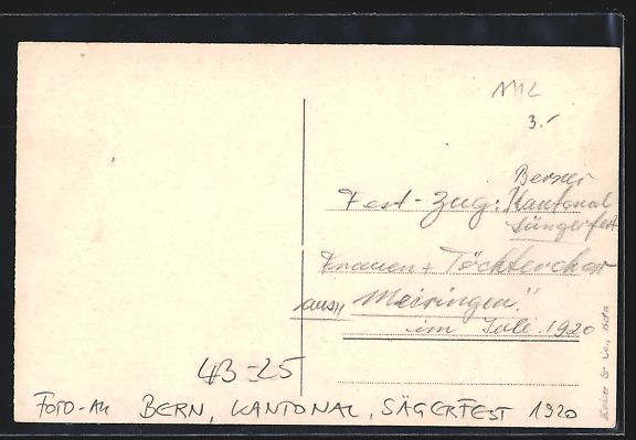 Cartoline postali: Foto-AK Bern, Kantonal. Sängerfest 1920 – Usato da Berlin venduto da bartko-reher 1
