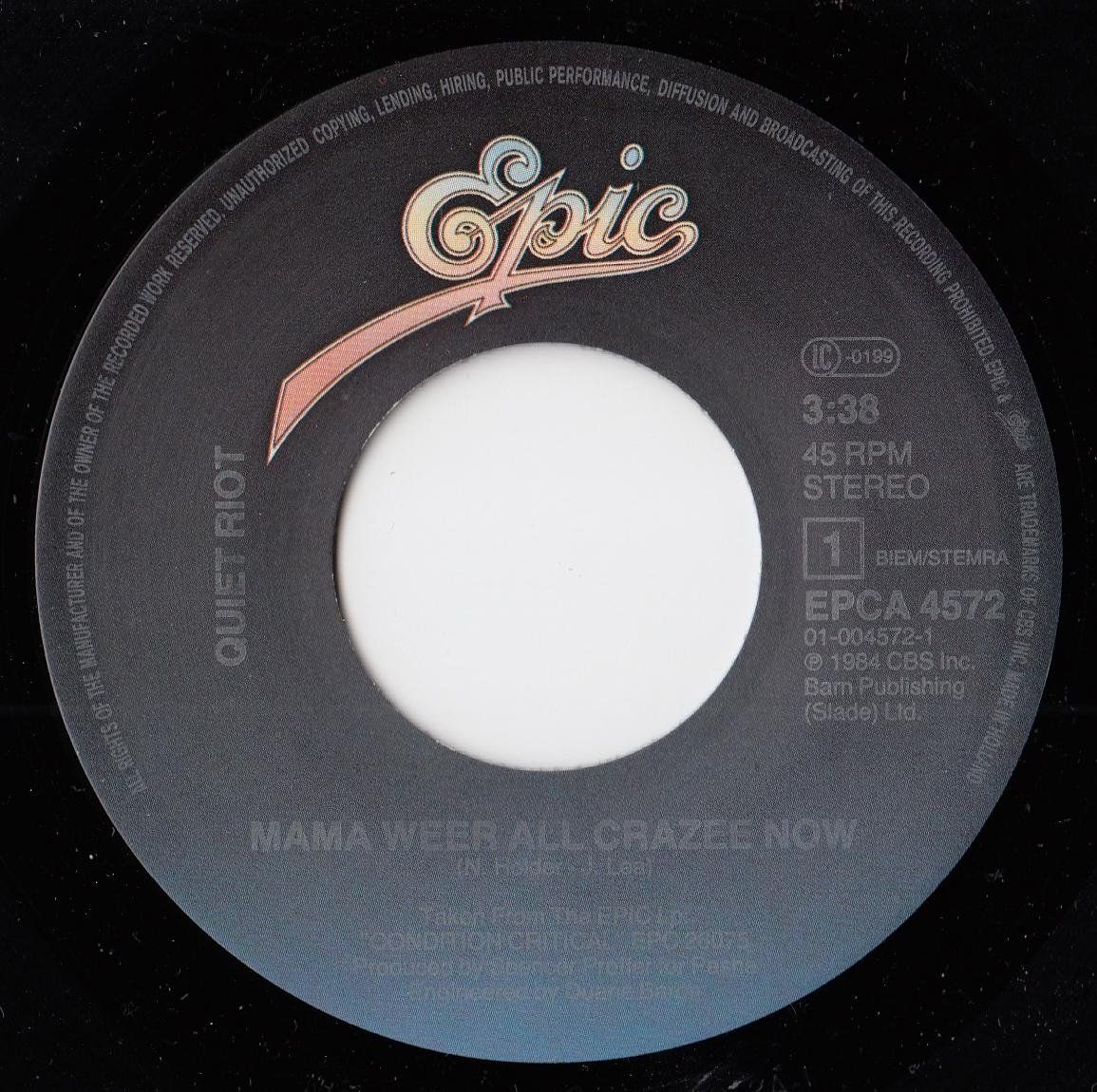 Schallplatten: Quiet Riot Vinyl Single von 1983 – Gebraucht aus Volketswil von Abcrecords 2