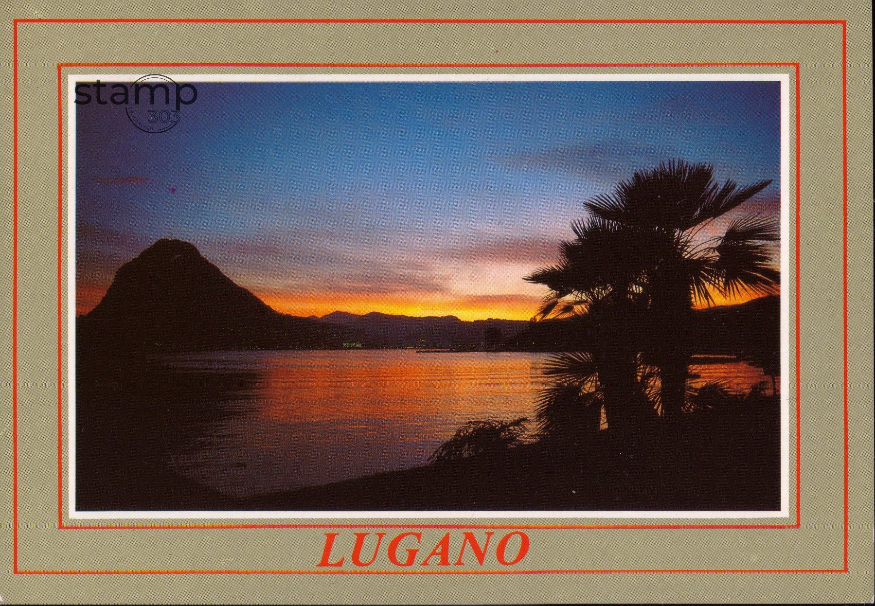 Ansichtskarten: 1989 AK Lugano _ Tramonto – Gebraucht aus Eggersriet von stamp303