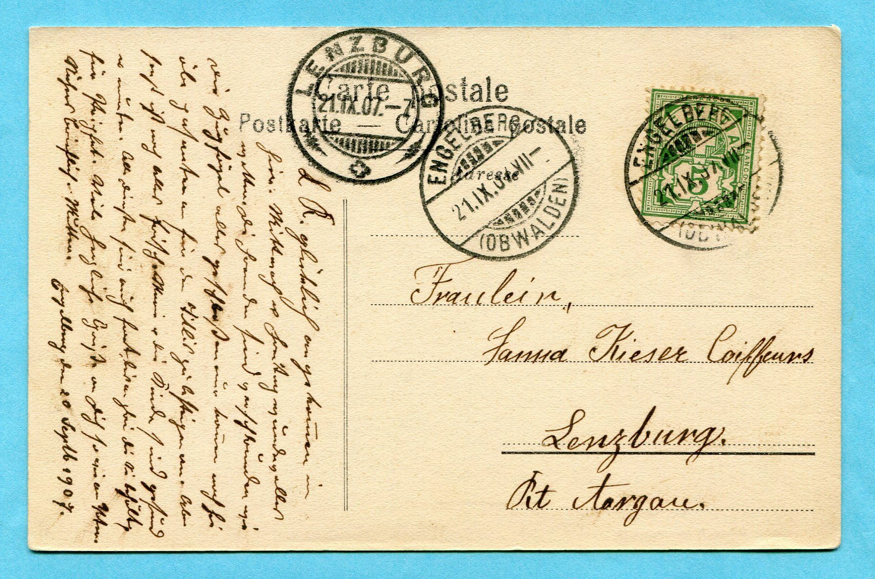 Ansichtskarten: Engelberg 1907 - Hotel National – Gebraucht aus Opfikon von Prophila 1