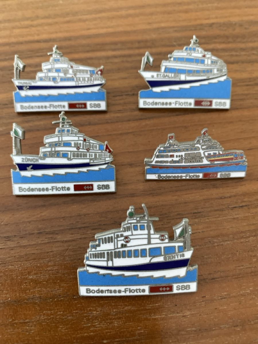 SBB/CFF/FFS Plaketten & Abzeichen: 5 Pins Bodensee-Flotte SBB Schiffe, neuwertig – Gebraucht aus Lausen von san_mc8j
