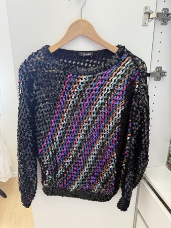 Pailetten-Pullover, schwarz/multicolor
