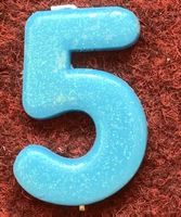 Kerzen Zahl 5 blau glitzernd Geburtstag Deko Neu