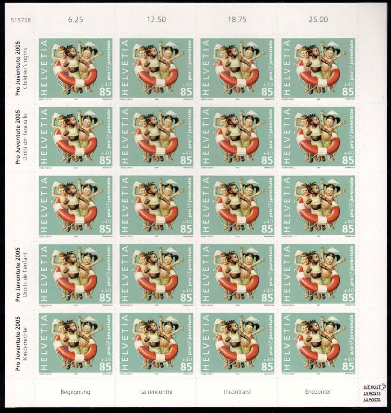 Tutti i francobolli: Pro Juventute 2005, Bogen Serie komplett, Kat.950.- – Nuovo (secondo la descrizione) da Nuglar venduto da Stamp88 1