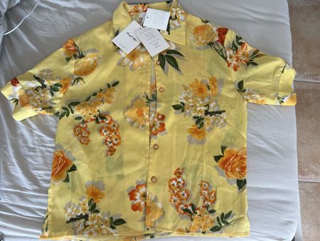 Chemisier Modèle unique! Jaune💛 floral Simple Retro XS