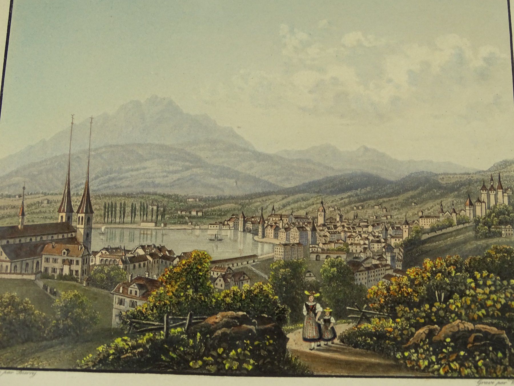 Incisioni: LUZERN, AQUATINTA UM 1850 – Usato da Grüningen venduto da Kartensammler 3