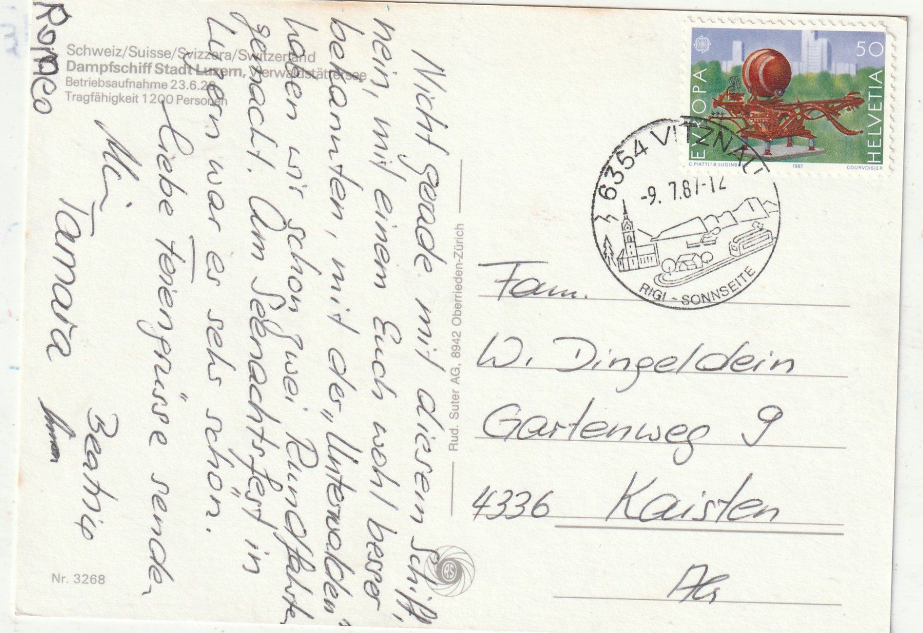 Cartes postales: Schiff Vierwaltstättersee – D'occasion à Lumbrein par made02 1