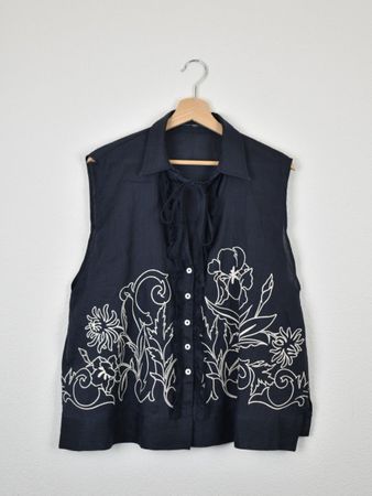 HIGH Leinenbluse, blau, Gr.42/44, neuwertig