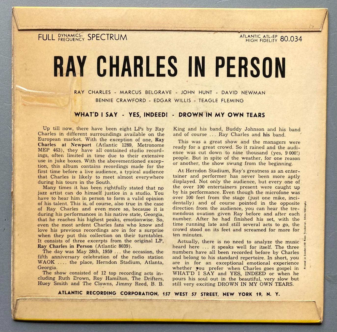 Dischi in vinile: RAY CHARLES - IN PERSONS – Usato da Poliez-Pittet venduto da Newtown-Records 1