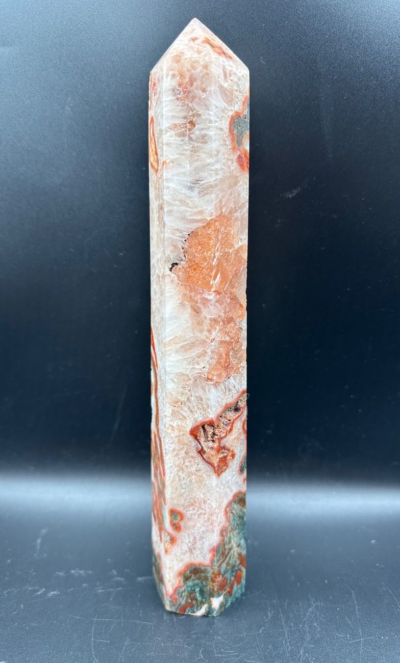 Mineralien & Heilsteine: roter Moosachat Obelisk, Spitze gross, 24.5cm! – Neu und originalverpackt aus Männedorf von Tradaki 3