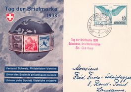 Tag der Briefmarke 1938 Basel-Lausanne-Lugano 4.12.1938
