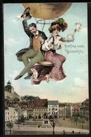 AK Zwickau, Fliegende Menschen im Ballon