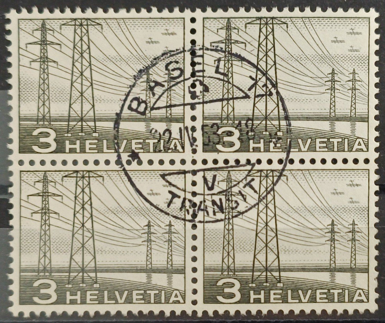 Tutti i francobolli: 1949 Hochspannungsleitunf Viererblock – Nuovo (secondo la descrizione) da Dübendorf venduto da goeggi79