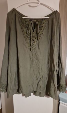 Blouse d'été kaki avec détails en dentelle - Taille xxl