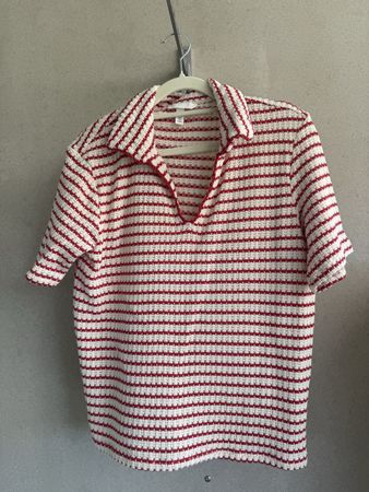 H&M Polo-Shirt gestrickt rot weiss gestreift Grösse M