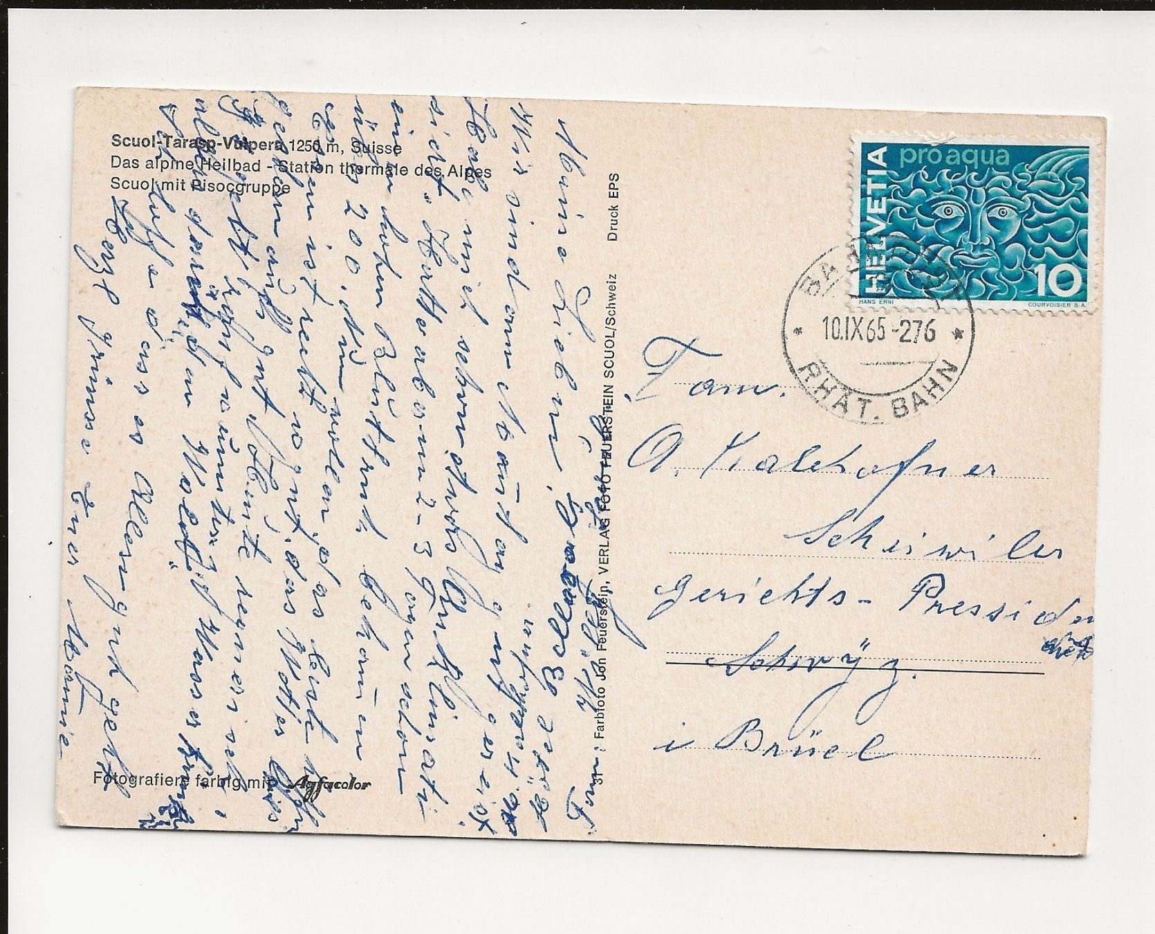 Cartoline postali: AK 1965 Scuol-Tarasp-Vulpera – Usato da Greifensee venduto da 315WDO 1