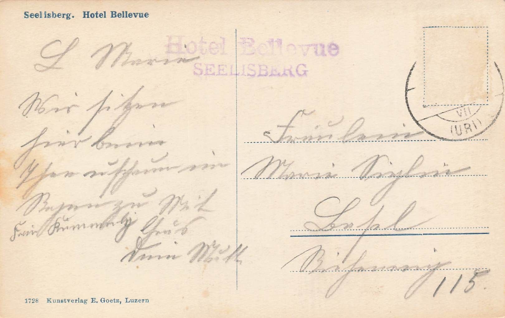Ansichtskarten: Seelisberg hotel – Gebraucht aus Biasca von Blenio71 1