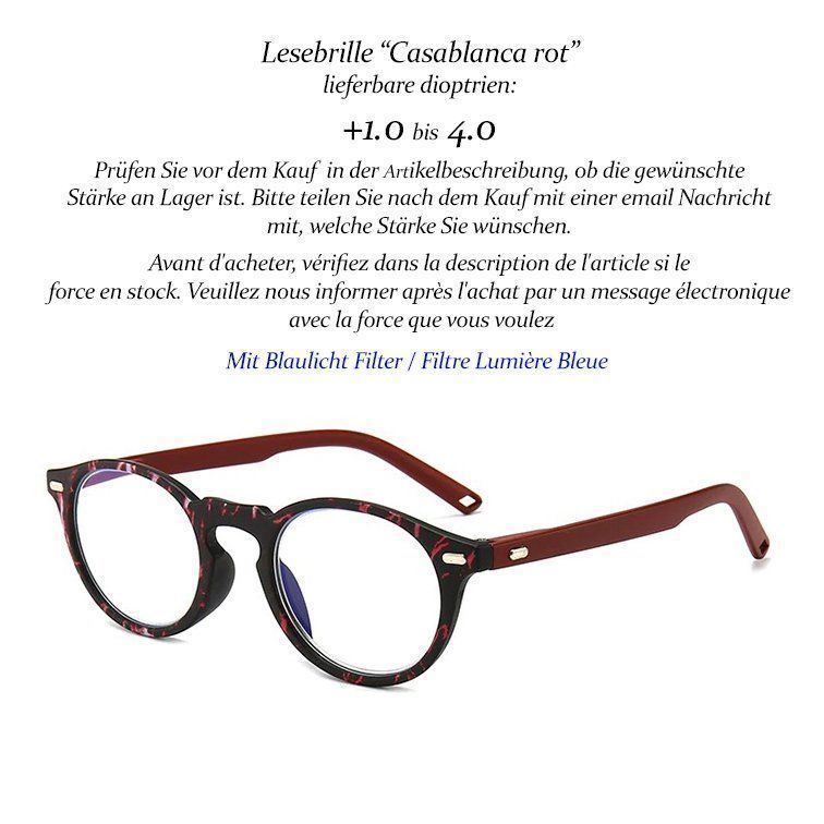 Occhiali & Lenti: Lesebrille Casablanca rot +1.5 +3.5 +4.0 – Nuovo e nell'imballaggio originale da Pfäffikon SZ venduto da ANNAPURNA8091