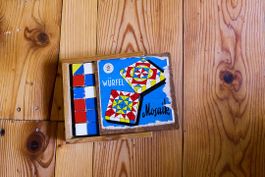 Antiker Holz-Würfel-Mosaik Baukasten für Kinder