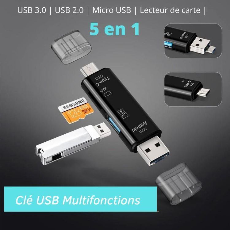 Clé USB Avec Lecteur De Carte Mémoire Micro SD HTS, USB 2.0, Universel, Rouge