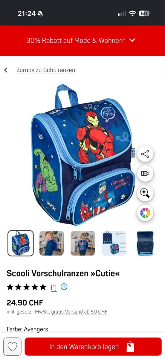 Kindertaschen: Scooli Kindergarten Rucksack Avengers – Neu (gemäss Beschreibung) aus Aesch BL von Kliana 3