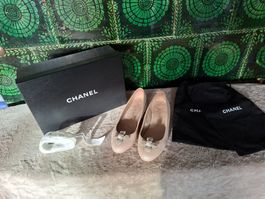Chanel Ballerinas Gr. 37,5 Beige mit Glitzer - Top Zustand!