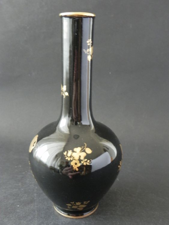Alte Vase mit goldenem Blumendekor von Langenthal 3