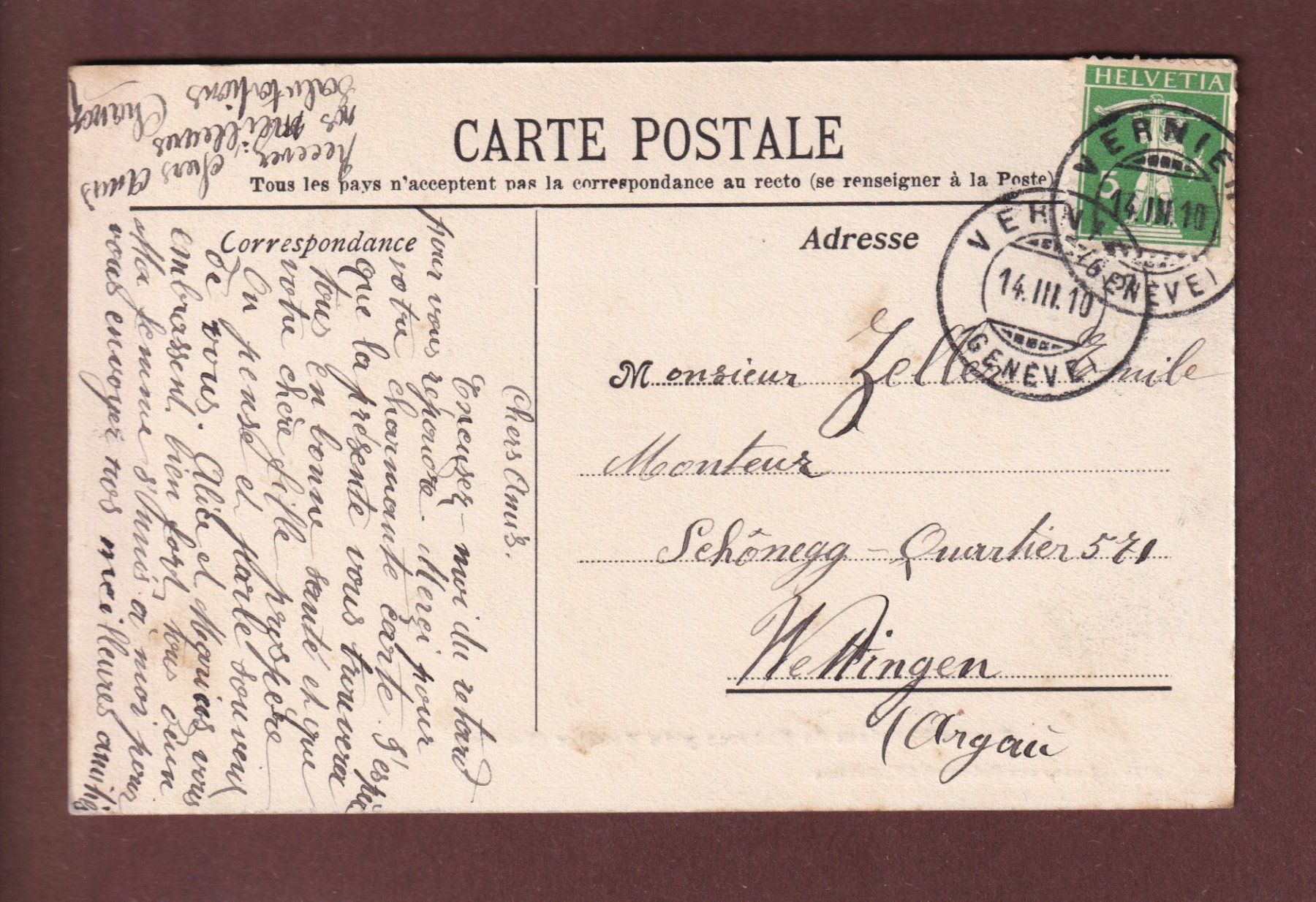 Cartoline postali: GENEVE - Forces Motrices - 1910 – Usato da Pully venduto da nicecards 1