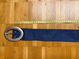 Gürtel Damen Nappa Leder dunkelblau Länge 90-95cm, 6cm breit