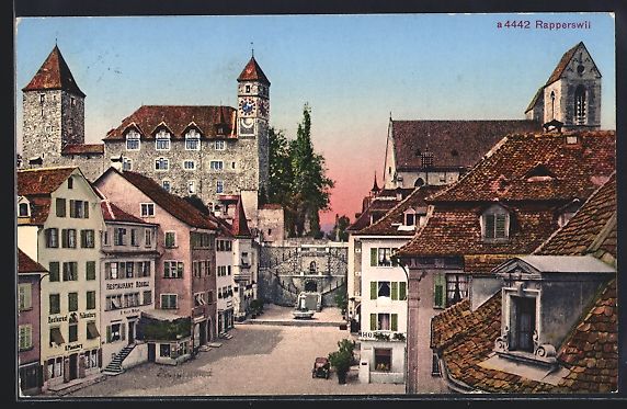 Cartoline postali: Rapperswil, Strassenpartie mit Restauran – Usato da Berlin venduto da bartko-reher
