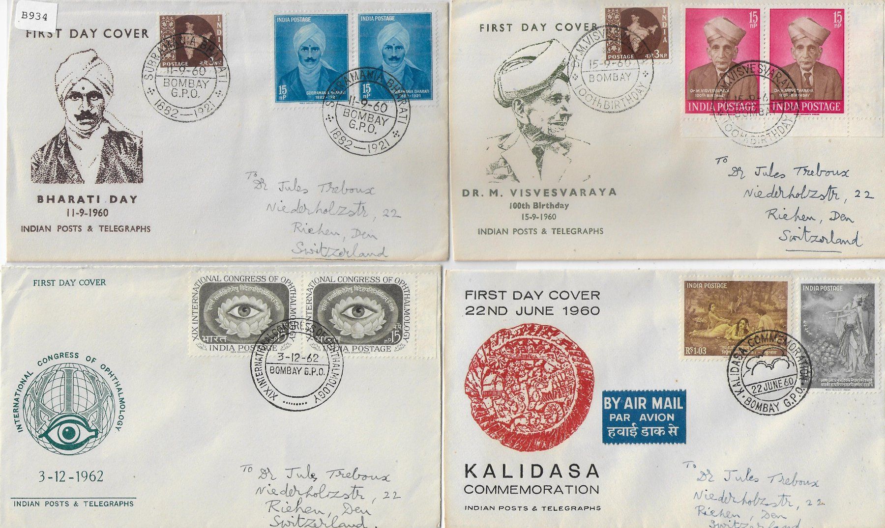 Tutti i francobolli: 4 FDC Indien – Nuovo e nell'imballaggio originale da Ettingen venduto da Kartenplanet