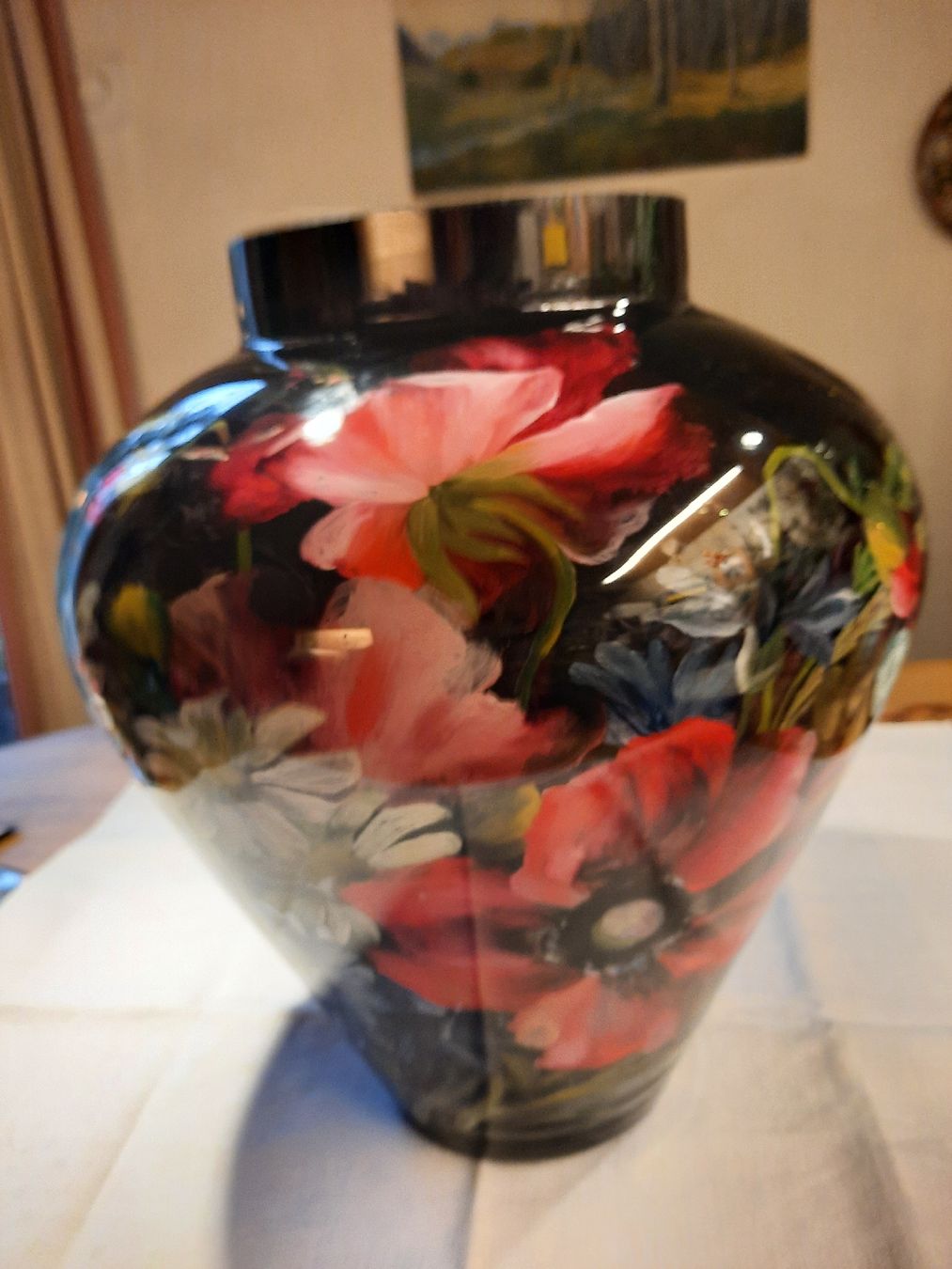 Vasi & Recipienti: Fantastische grosse Vase mit Hinterglasmalerei – Usato da Busswil BE venduto da balu37 2