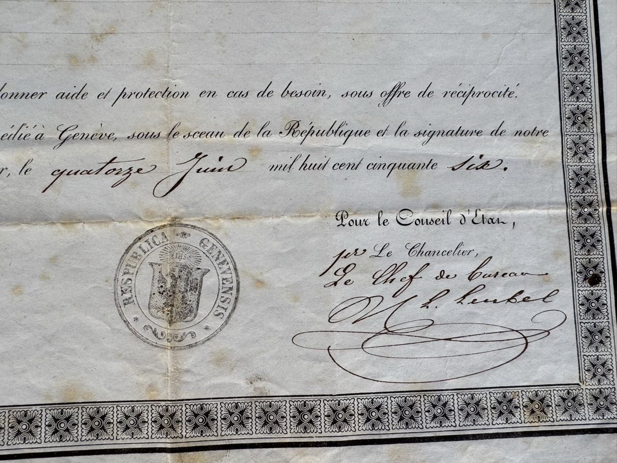 Documenti: Passport Suisse 1856 Schweizer Pass – Usato da GRAND - LANCY venduto da petitpain67 1